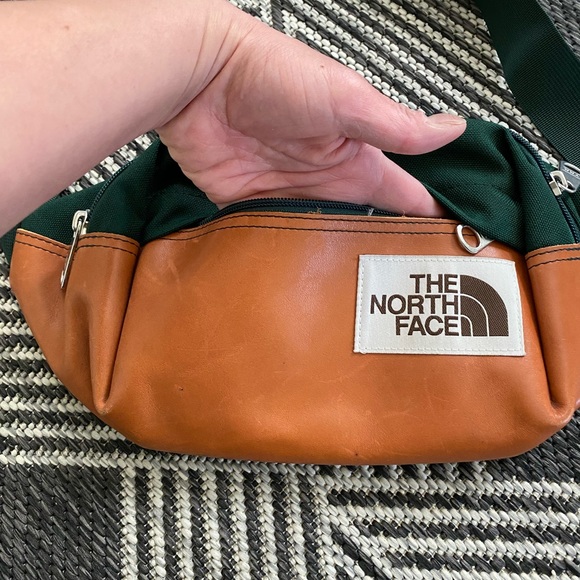The North Face Fanny Pack hip pack crossbody bag brown label leather cordura - Picture 8 of 11